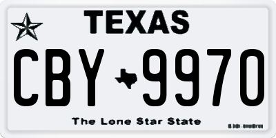 TX license plate CBY9970