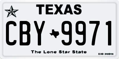 TX license plate CBY9971