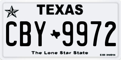 TX license plate CBY9972