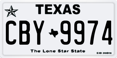 TX license plate CBY9974