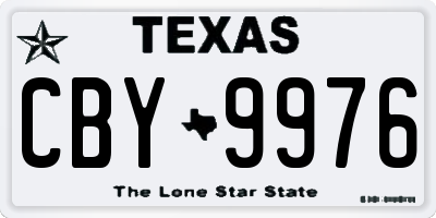 TX license plate CBY9976
