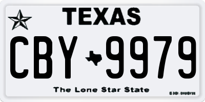 TX license plate CBY9979