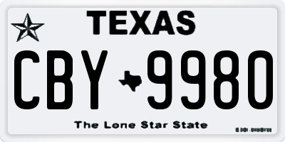 TX license plate CBY9980