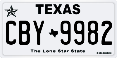 TX license plate CBY9982