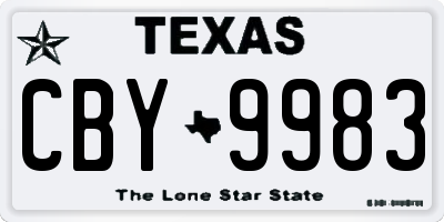 TX license plate CBY9983