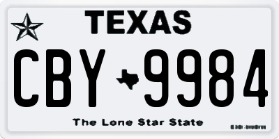TX license plate CBY9984