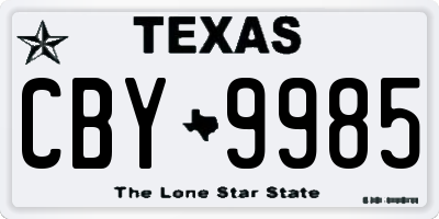 TX license plate CBY9985