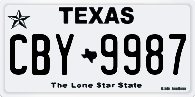 TX license plate CBY9987