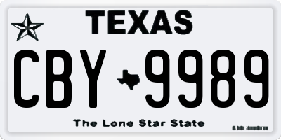 TX license plate CBY9989