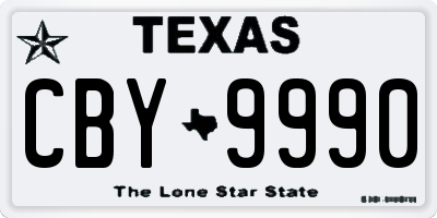 TX license plate CBY9990