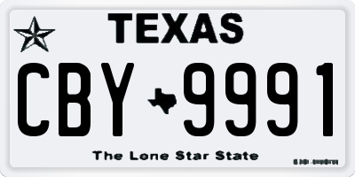 TX license plate CBY9991