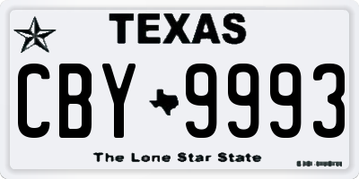 TX license plate CBY9993