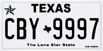 TX license plate CBY9997