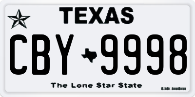 TX license plate CBY9998