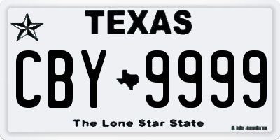 TX license plate CBY9999