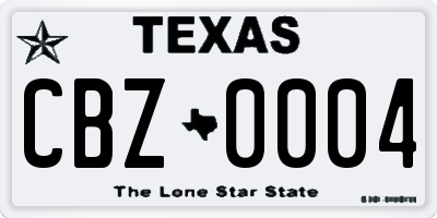 TX license plate CBZ0004