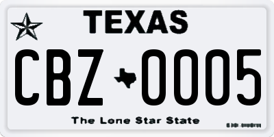 TX license plate CBZ0005