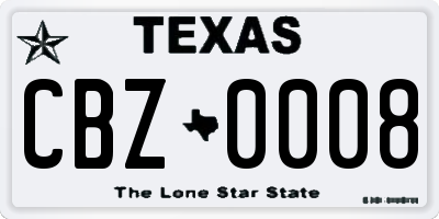 TX license plate CBZ0008