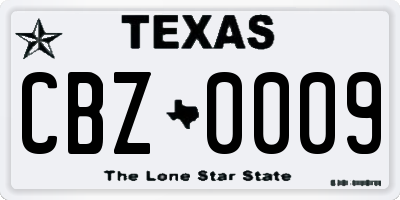 TX license plate CBZ0009