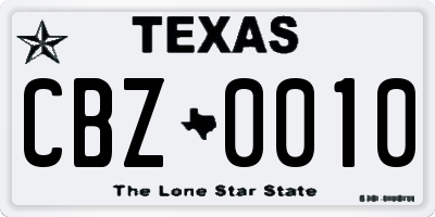 TX license plate CBZ0010