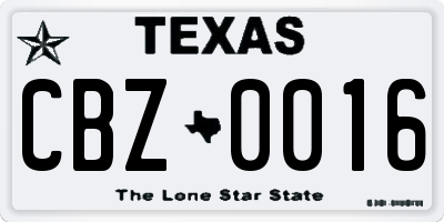 TX license plate CBZ0016