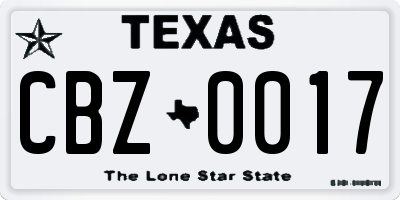 TX license plate CBZ0017