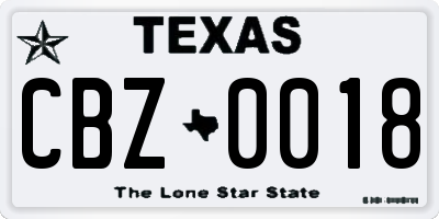 TX license plate CBZ0018