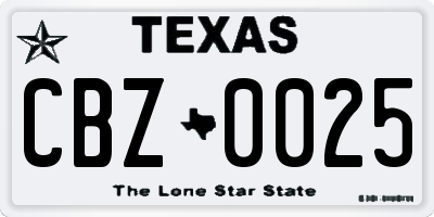 TX license plate CBZ0025