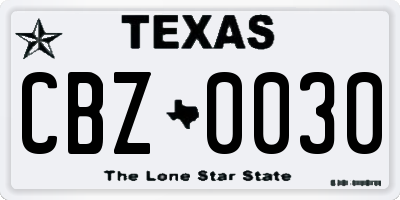 TX license plate CBZ0030