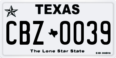 TX license plate CBZ0039