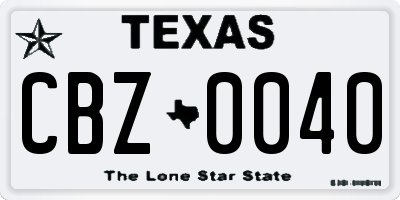 TX license plate CBZ0040