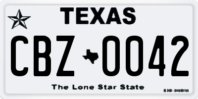 TX license plate CBZ0042