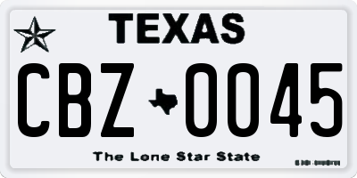 TX license plate CBZ0045
