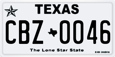 TX license plate CBZ0046