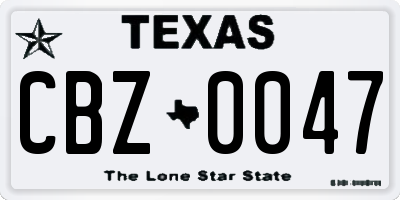 TX license plate CBZ0047