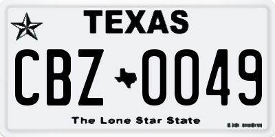 TX license plate CBZ0049