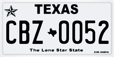 TX license plate CBZ0052