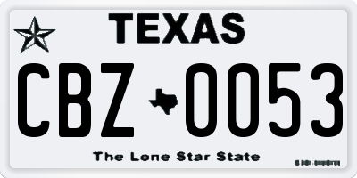TX license plate CBZ0053