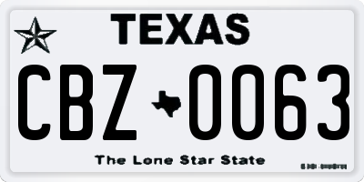 TX license plate CBZ0063