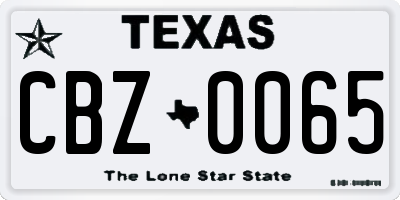 TX license plate CBZ0065