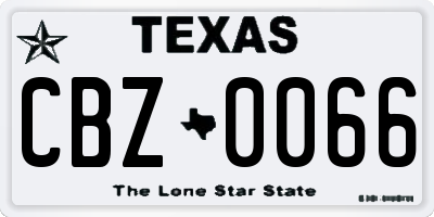 TX license plate CBZ0066