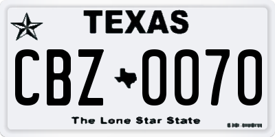 TX license plate CBZ0070