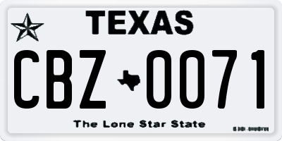 TX license plate CBZ0071