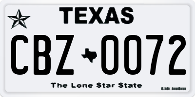 TX license plate CBZ0072