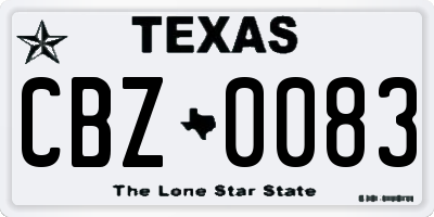 TX license plate CBZ0083