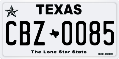 TX license plate CBZ0085