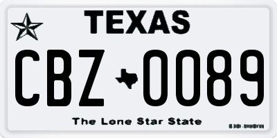 TX license plate CBZ0089