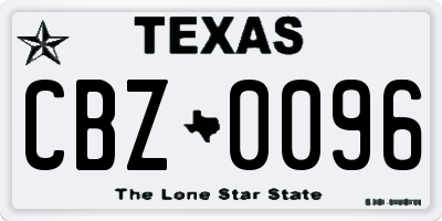 TX license plate CBZ0096