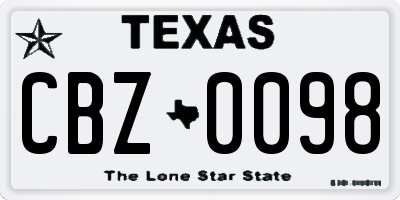 TX license plate CBZ0098