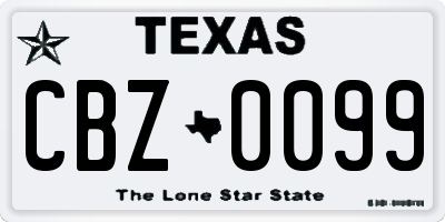 TX license plate CBZ0099